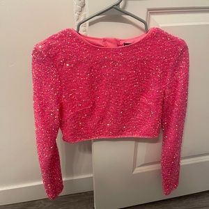 Hot pink sequin crop